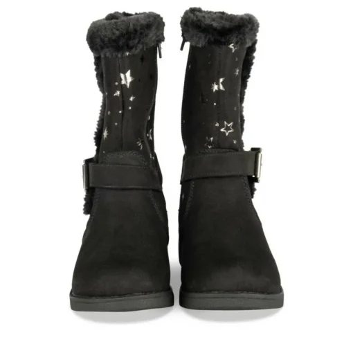 Bottes Fourré NOIR Fille Motif Etoiles Fermeture éclair