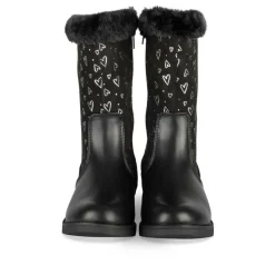 Bottes Fourré NOIR Fille Motif Coeurs Fermeture éclair