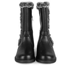 Bottes Fourré NOIR Fille Motif Coeurs Fermeture éclair
