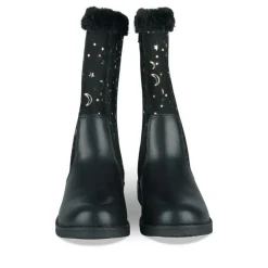 Bottes Fourré NOIR Fille Motif Uni Fermeture éclair