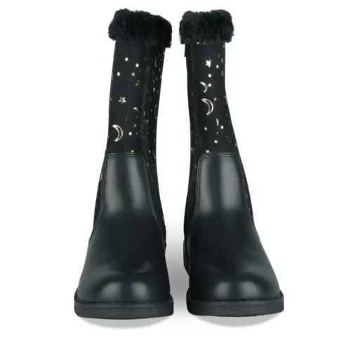 Bottes Fourré NOIR Fille Motif Uni Fermeture éclair