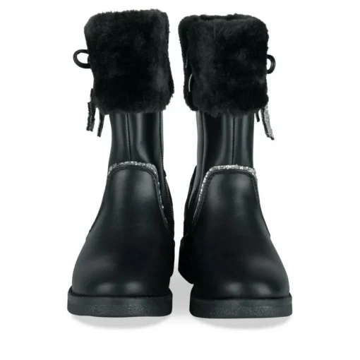 Bottes Fourré NOIR Fille Motif Uni Fermeture éclair