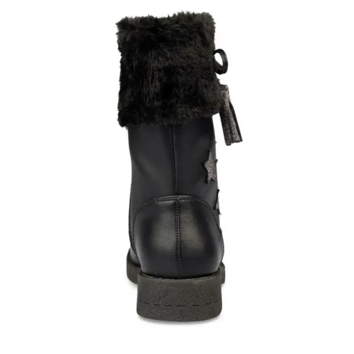 Bottes Fourré NOIR Fille Motif Uni Fermeture éclair