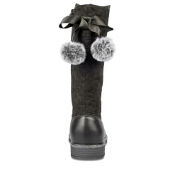 Bottes Fourré NOIR Fille Motif Uni Fermeture éclair