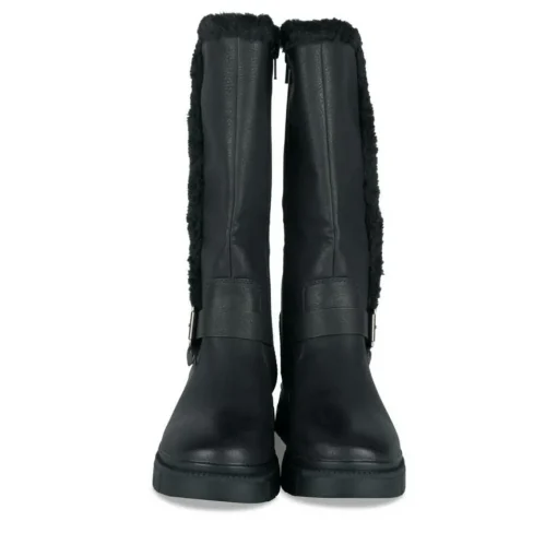 Bottes Fourré NOIR Fille Motif Uni Fermeture éclair