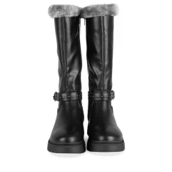 Bottes Fourré NOIR Fille Motif Coeurs Fermeture éclair