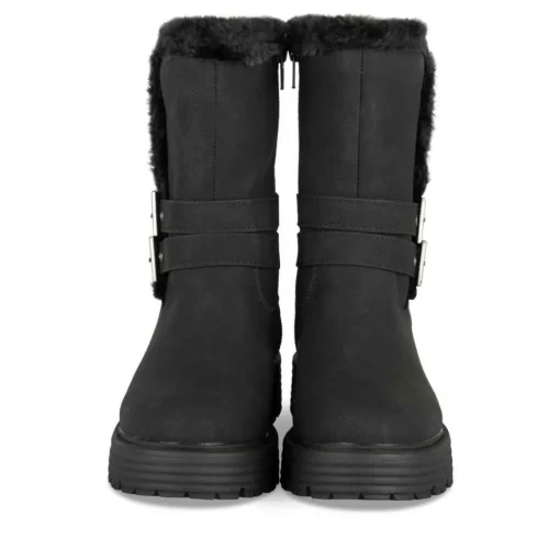 Bottes Fourré NOIR Fille Motif Fausse Fourrure Fermeture éclair