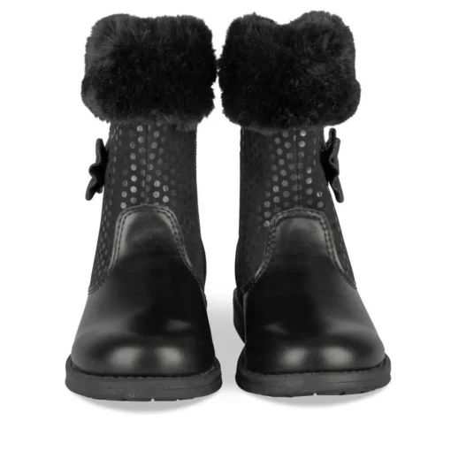 Bottes Fourré NOIR Fille Motif Uni Fermeture éclair