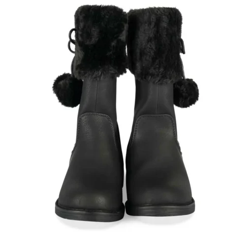 Bottes Fourré NOIR Fille Motif Fausse Fourrure Fermeture éclair