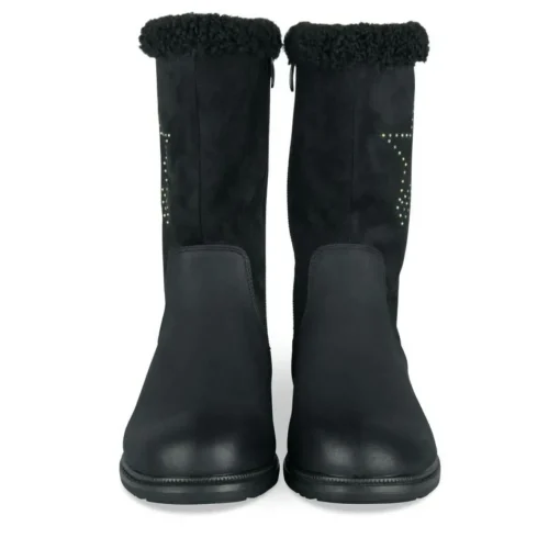 Bottes Fourré NOIR Fille Motif Fausse Fourrure Fermeture éclair