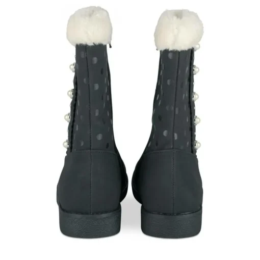 Bottes Fourré NOIR Fille Motif Uni Fermeture éclair
