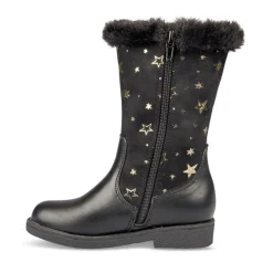 Bottes Fourré NOIR Fille Motif Uni Fermeture éclair
