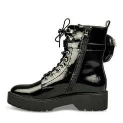 Bottes Fourré NOIR Fille Motif Uni Lacets