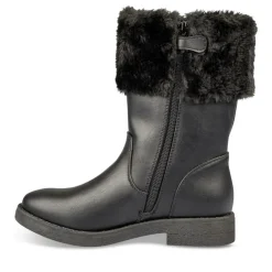 Bottes Fourré NOIR Fille Motif Uni Fermeture éclair