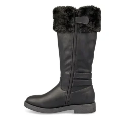 Bottes Fourré NOIR Fille Motif Uni Fermeture éclair
