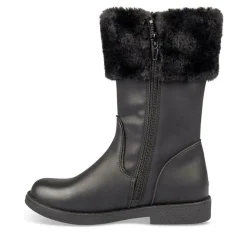 Bottes Fourré NOIR Fille Motif Uni Fermeture éclair