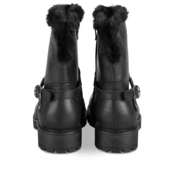 Bottes Fourré NOIR Fille Motif Fausse Fourrure Fermeture éclair