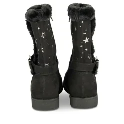 Bottes Fourré NOIR Fille Motif Etoiles Fermeture éclair
