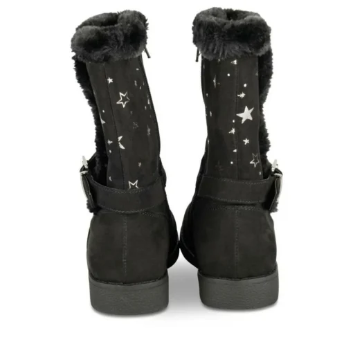 Bottes Fourré NOIR Fille Motif Etoiles Fermeture éclair
