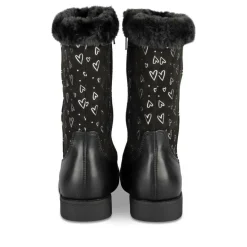 Bottes Fourré NOIR Fille Motif Coeurs Fermeture éclair