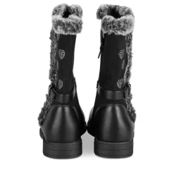 Bottes Fourré NOIR Fille Motif Coeurs Fermeture éclair