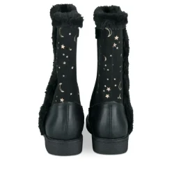 Bottes Fourré NOIR Fille Motif Uni Fermeture éclair