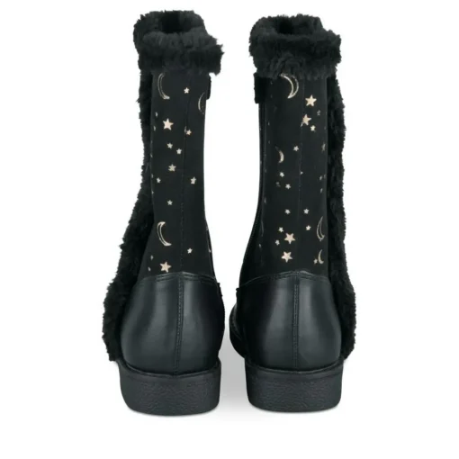 Bottes Fourré NOIR Fille Motif Uni Fermeture éclair