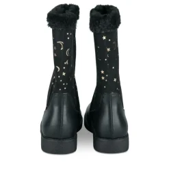 Bottes Fourré NOIR Fille Motif Uni Fermeture éclair