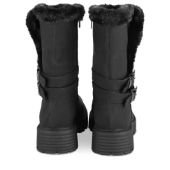 Bottes Fourré NOIR Fille Motif Fausse Fourrure Fermeture éclair