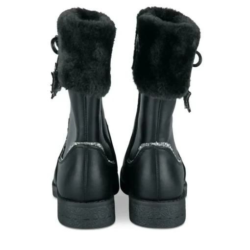 Bottes Fourré NOIR Fille Motif Uni Fermeture éclair