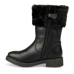 Bottes Fourré NOIR Fille Motif Uni Fermeture éclair