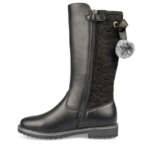 Bottes Fourré NOIR Fille Motif Uni Fermeture éclair
