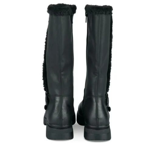 Bottes Fourré NOIR Fille Motif Uni Fermeture éclair