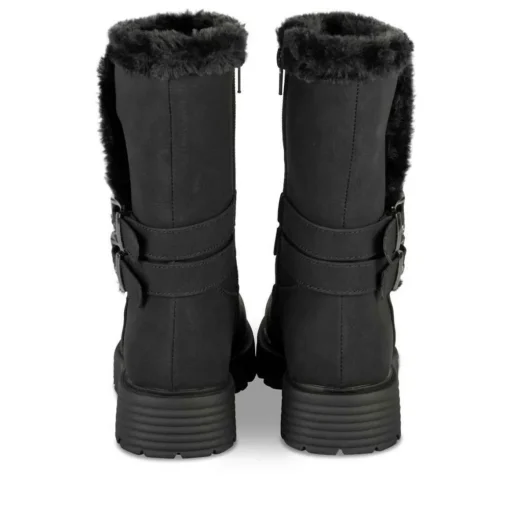 Bottes Fourré NOIR Fille Motif Fausse Fourrure Fermeture éclair