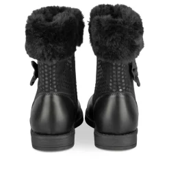 Bottes Fourré NOIR Fille Motif Uni Fermeture éclair
