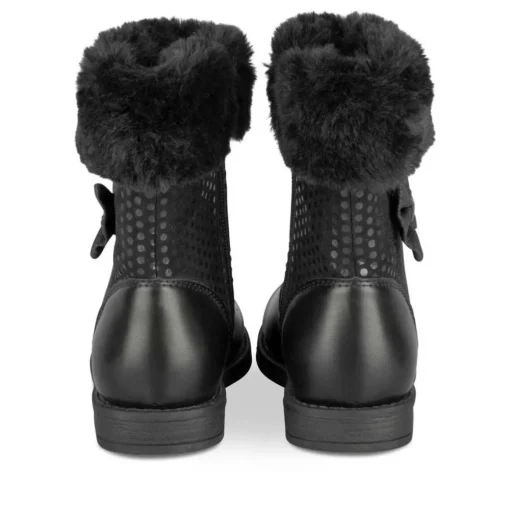 Bottes Fourré NOIR Fille Motif Uni Fermeture éclair