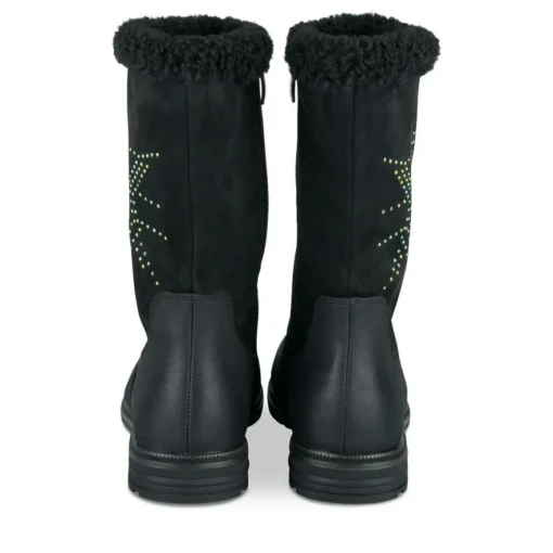 Bottes Fourré NOIR Fille Motif Fausse Fourrure Fermeture éclair
