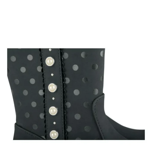 Bottes Fourré NOIR Fille Motif Uni Fermeture éclair