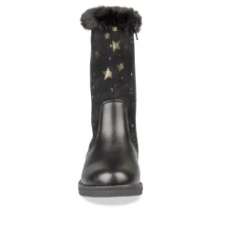 Bottes Fourré NOIR Fille Motif Uni Fermeture éclair