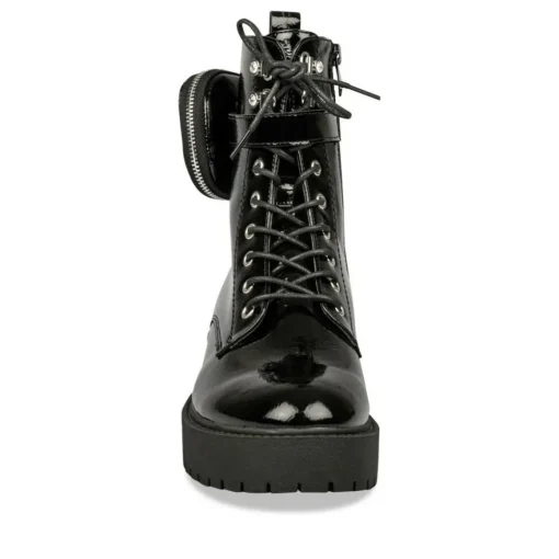 Bottes Fourré NOIR Fille Motif Uni Lacets