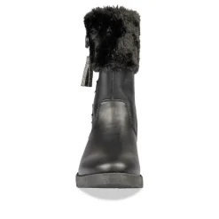 Bottes Fourré NOIR Fille Motif Uni Fermeture éclair