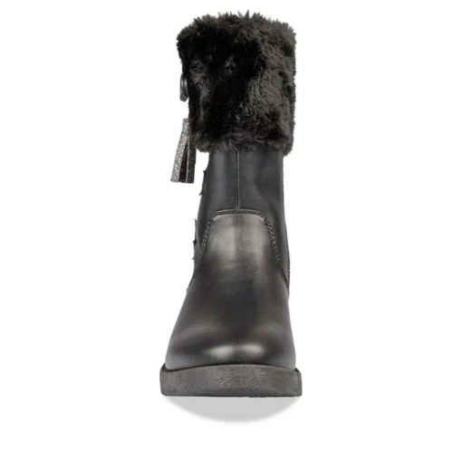 Bottes Fourré NOIR Fille Motif Uni Fermeture éclair