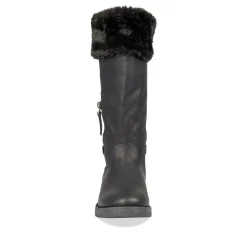 Bottes Fourré NOIR Fille Motif Uni Fermeture éclair
