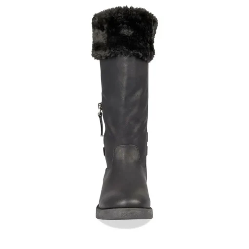 Bottes Fourré NOIR Fille Motif Uni Fermeture éclair