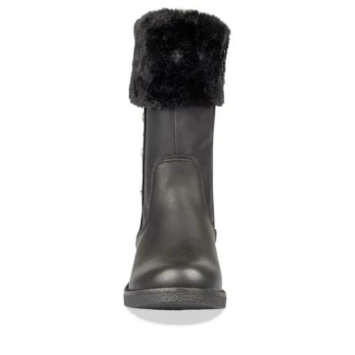 Bottes Fourré NOIR Fille Motif Uni Fermeture éclair