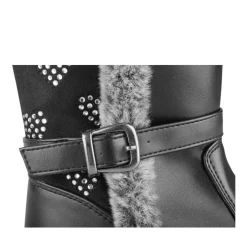 Bottes Fourré NOIR Fille Motif Coeurs Fermeture éclair
