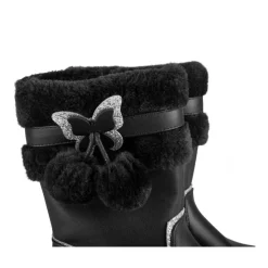 Bottes Fourré NOIR Fille Motif Fausse Fourrure Fermeture éclair