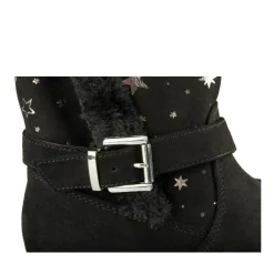Bottes Fourré NOIR Fille Motif Etoiles Fermeture éclair