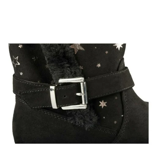 Bottes Fourré NOIR Fille Motif Etoiles Fermeture éclair