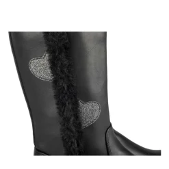 Bottes Fourré NOIR Fille Motif Coeurs Fermeture éclair